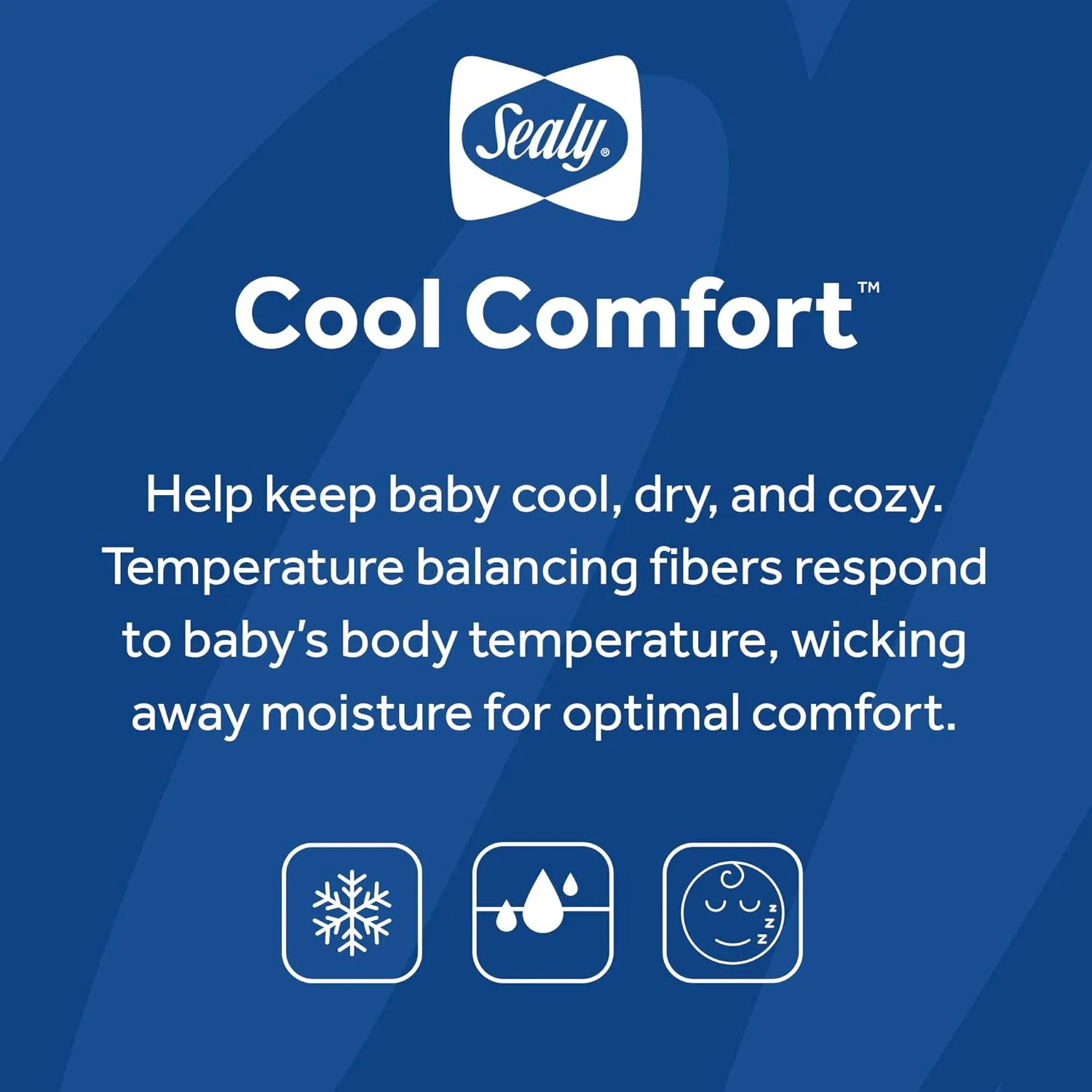 Sealy Baby Cool Comfort Fitted Waterproof Infant Cooling Crib Mattress Protector Pad and Toddler Bed Cover, Durable and Comfortable Topper, Machine Washable and Dryer Friendly, 52” x 28”- White