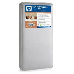 Sealy Baby Posturepedic Grace Hybrid - Firm 2-Stage Crib Mattress with Breathable Waterproof Barrier - GREENGUARD Gold Certified, Soy-enhanced Foam for Infants and Toddlers, Made in the USA (52x28")