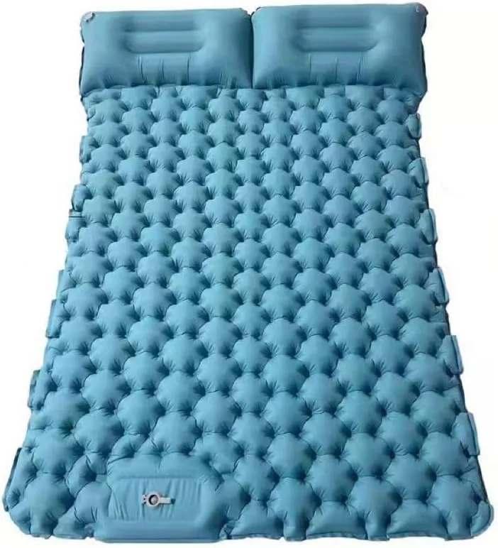 Self Inflating Sleeping Pad for Camping, Double Self-Inflating Camping Mat 2 Person, Inflatable Backpacking Camping Pads for Sleeping, Roll Up Sleeping Mat, Hiking Essentials (Peakcock Blue)
