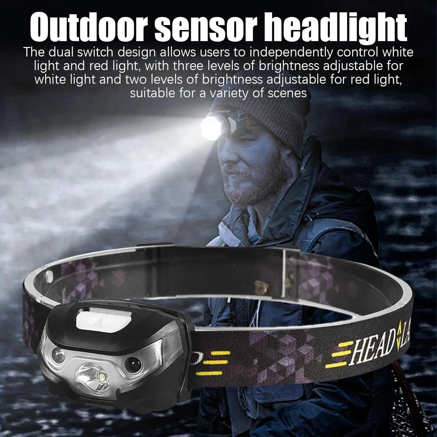 Sensor Headlight | Waterproof Headlight Flashlight - Waterproof Charging Headlight, Bright Headlights, Portable Multifunctional Camping Accessories for Hiking
