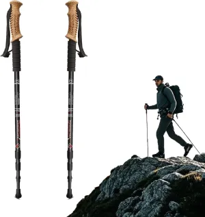 Set of 2 Aluminum Alloy Hiking Poles with Cork Handles, Ideal for Summer Camping and Outdoor Adventures