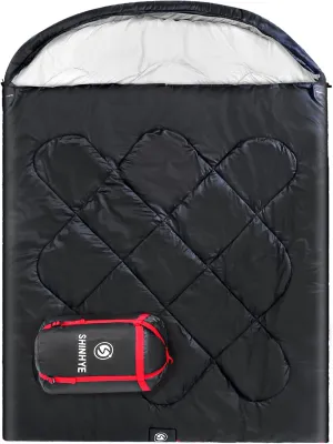 ShinHye Double Sleeping Bag for Adults with 2 Pillows, Camping Sleeping Bags Flannel Cotton 2 Person Sleeping Bags XXL Queen Size Sleeping Bag for Cold Weather