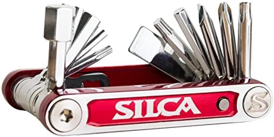 SILCA TREDICI MultiTool | 13 tools minimalistic focus | steel multi tools with hardened chrome finish | aluminum side bars with master link magnetic storage | HEX/TORX/PHILLIPS/Pad spacer 105g
