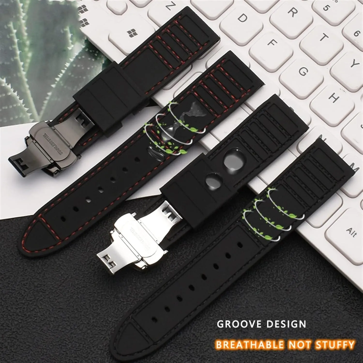 Silicone Sports watchband Diving Waterproof Rubber Longer Strap Male Lengthened Replacement Watch accessorie