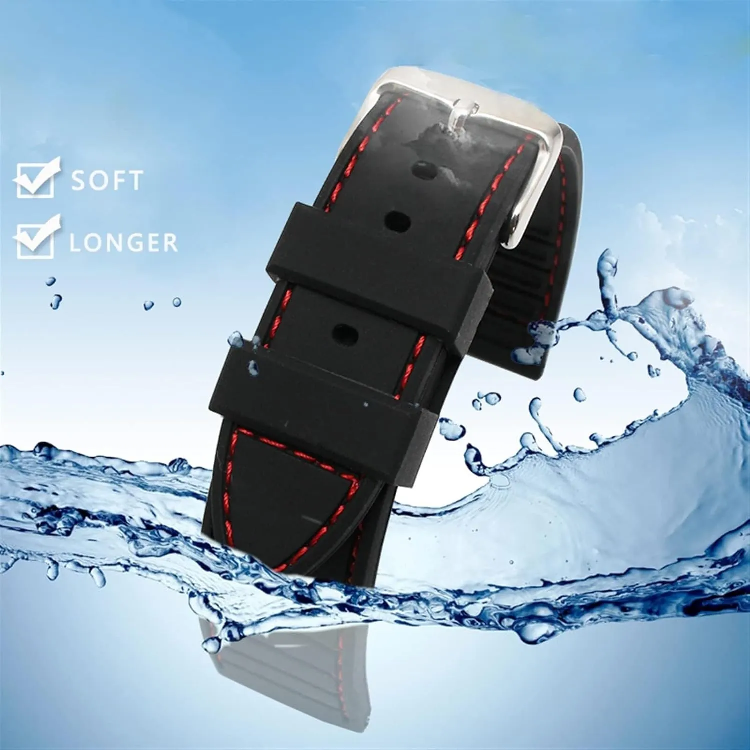 Silicone Sports watchband Diving Waterproof Rubber Longer Strap Male Lengthened Replacement Watch accessorie