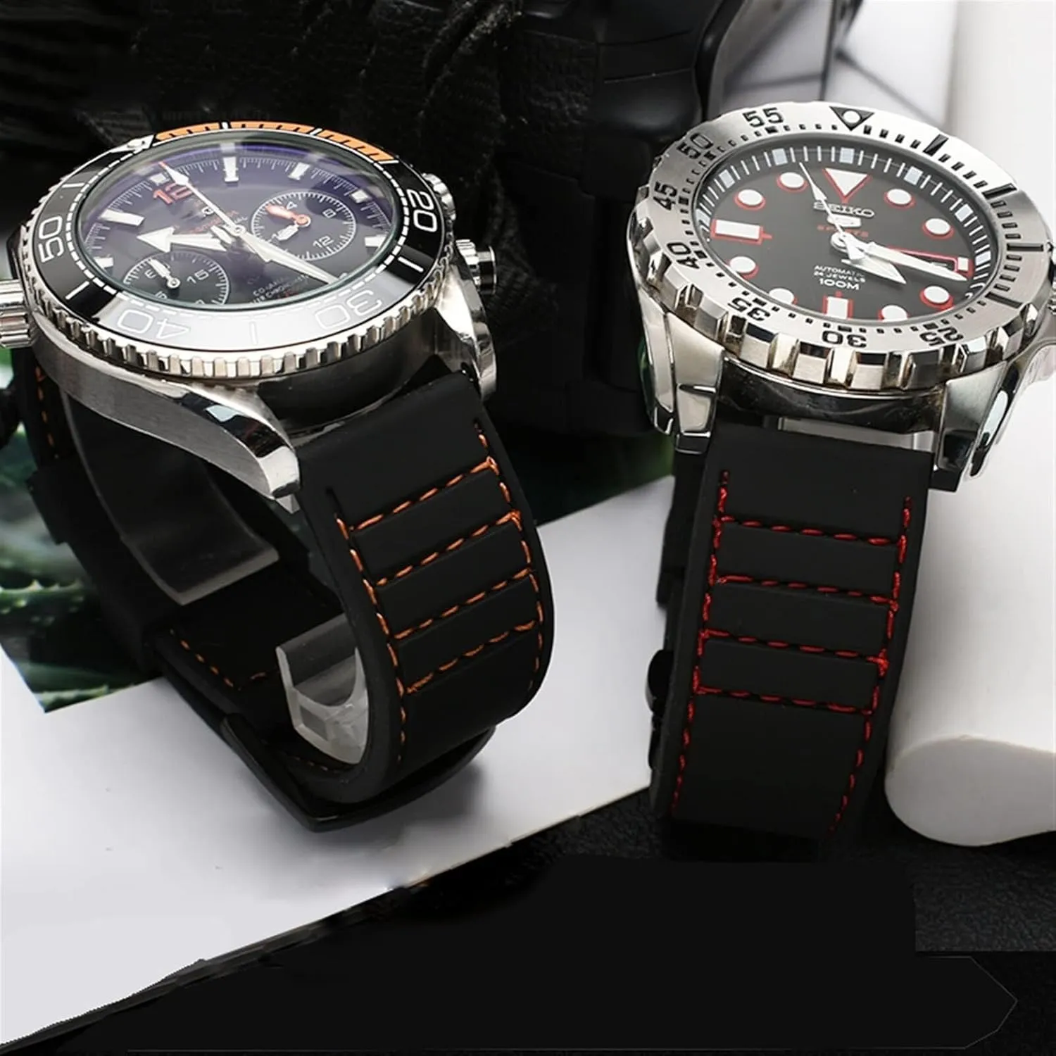 Silicone Sports watchband Diving Waterproof Rubber Longer Strap Male Lengthened Replacement Watch accessorie