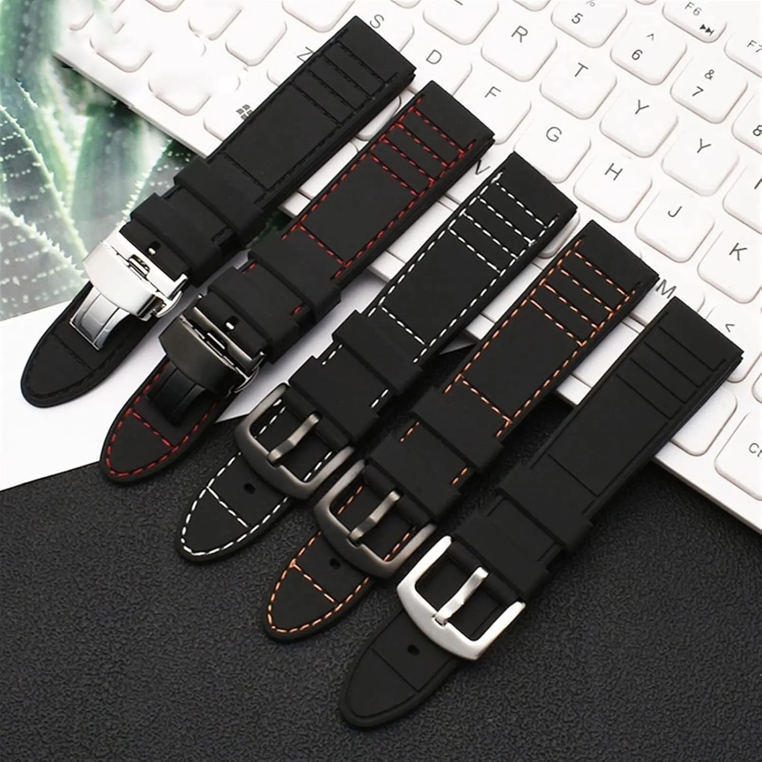 Silicone Sports watchband Diving Waterproof Rubber Longer Strap Male Lengthened Replacement Watch accessorie