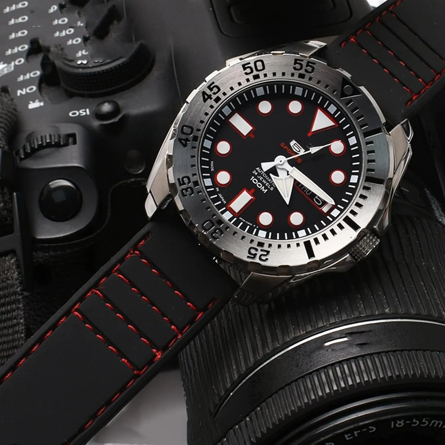 Silicone Sports watchband Diving Waterproof Rubber Longer Strap Male Lengthened Replacement Watch accessorie