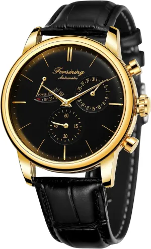 Simple Wind Nail Scale Mechanical Watch Mechanical Movement Watch Men's Black Gold Circular Belt Watch Leather Waterproof Men Wrist Watch