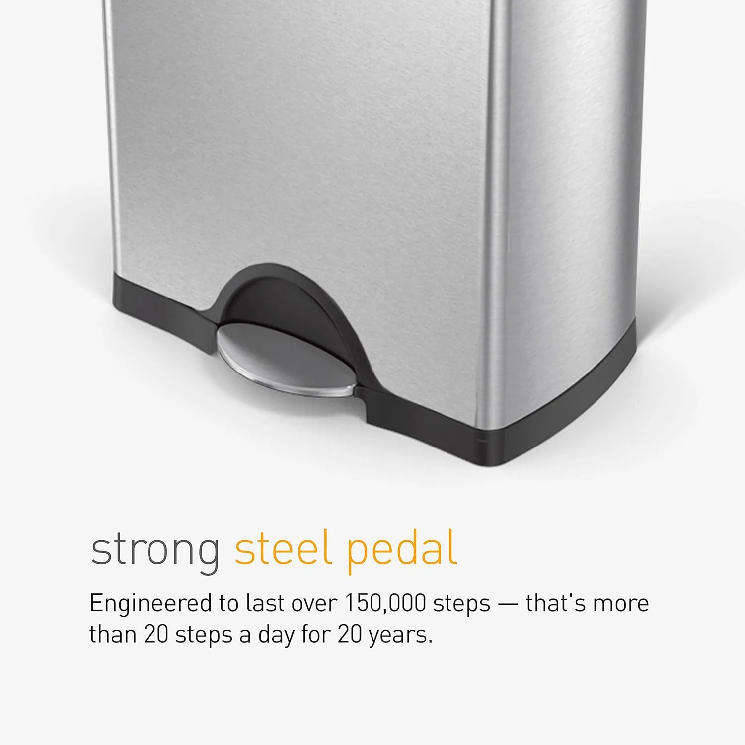 simplehuman 38 Liter / 10 Gallon Rectangular Kitchen Step Trash Can, Brushed Stainless Steel