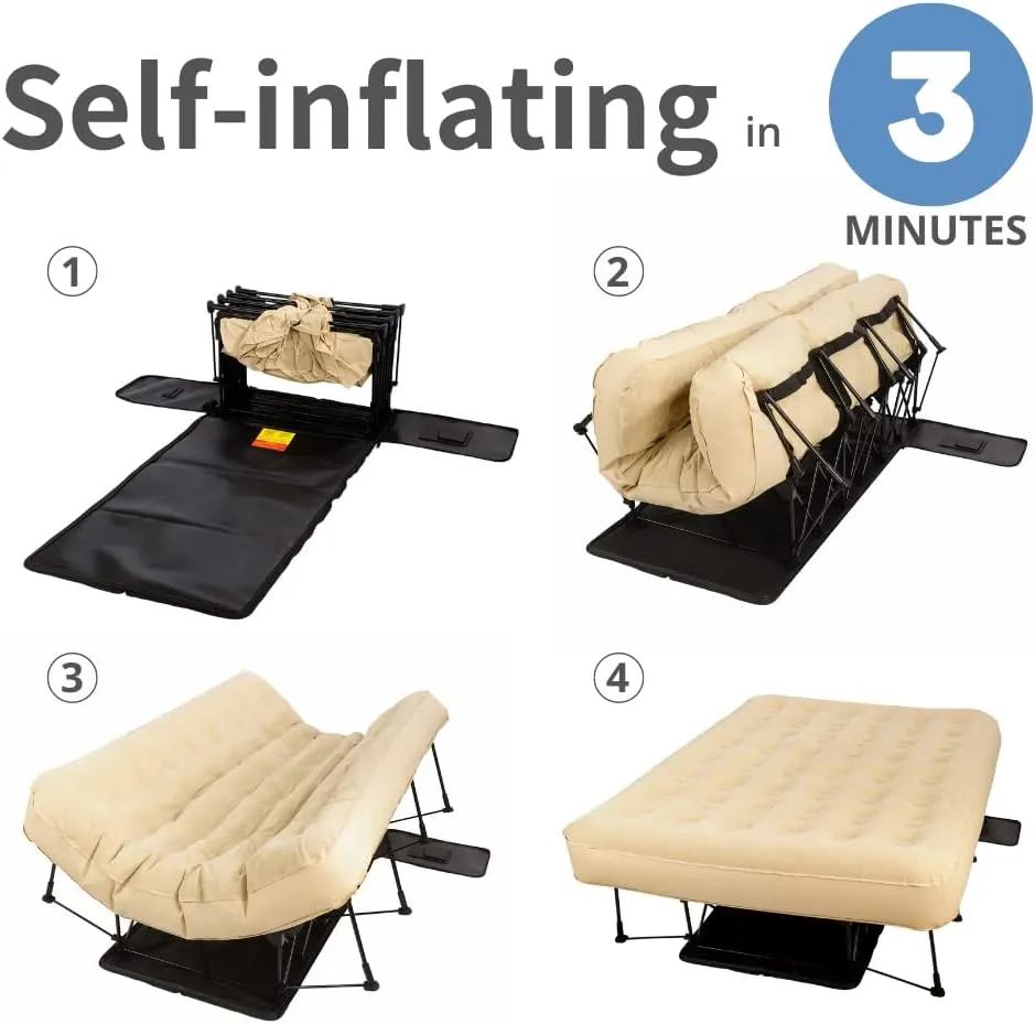 Simpli Comfy EZ Bed Twin Self-Inflating Air Mattress with Built-in Frame, Pump and Wheeled Case, Blow Up Inflatable Air Bed Perfect for Home, Guests, Travel, Vacation, Camping
