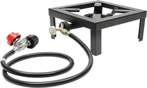 Single Burner Iron Camp Stove with 4ft Regulator Hose,Burner Outdoor Portable Propane Stove Gas Cooker,Iron Cast Patio Burner for Camp Cooking,Camping Single Burner Stove,Single Burner Gas Stove