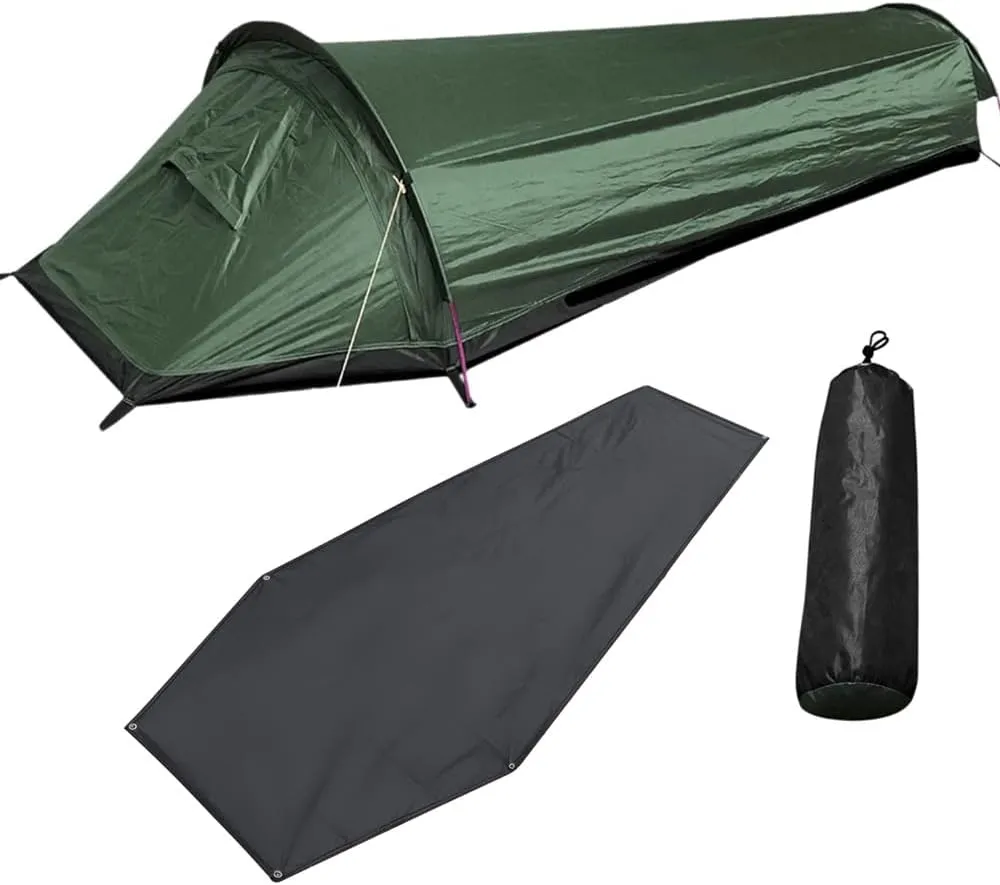 Single Person Backpacking Tent Hiking Bivy Tent Weight Sleeping Bag Tent with Ground Cloth