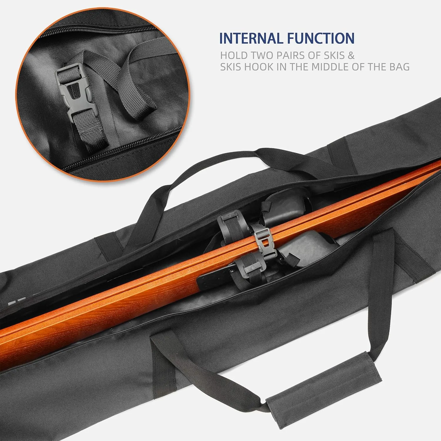 Ski Bag | Store & Transport Skis Up to 215 cm, Poles & Extras | Waterproof - for Men, Women and Youth