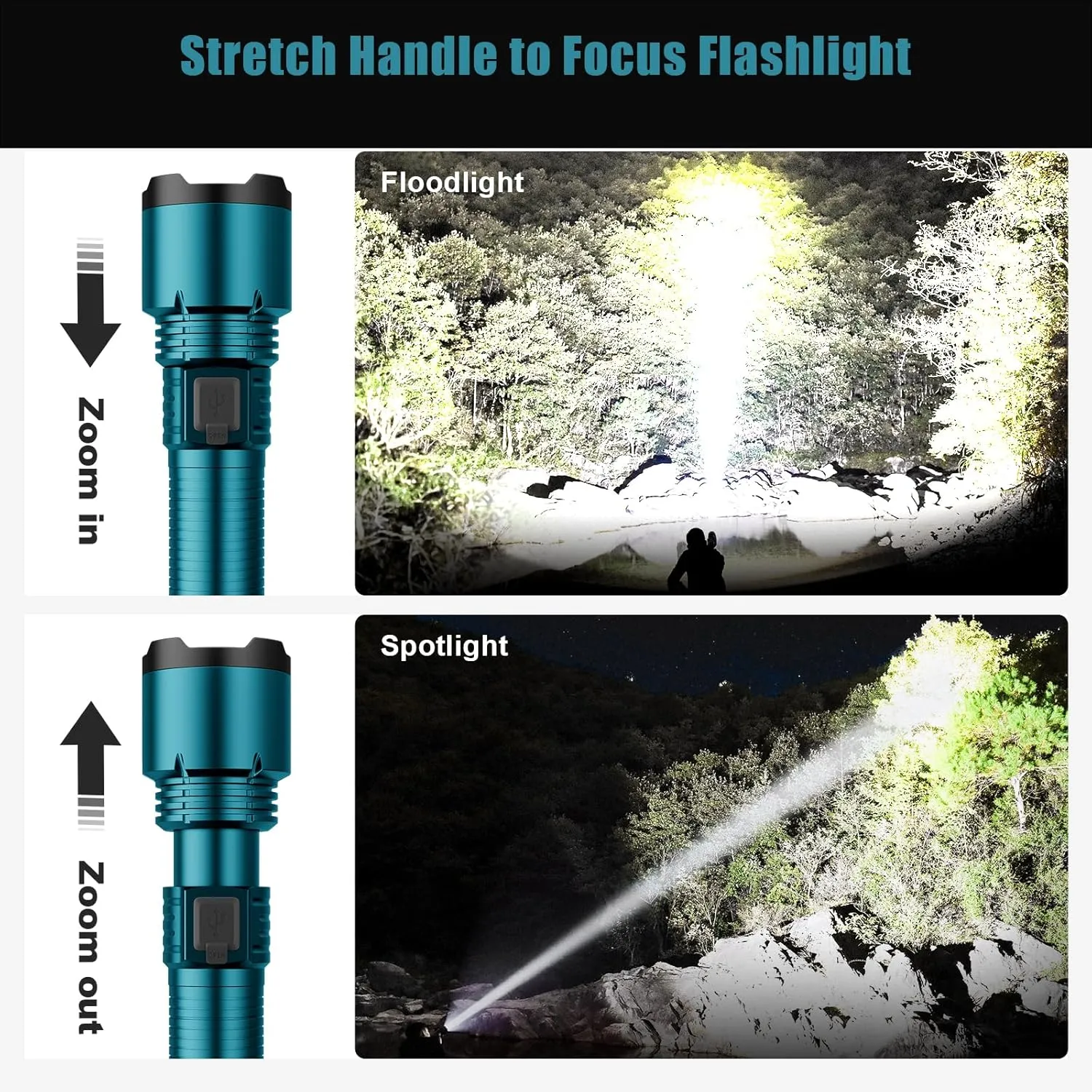 SKYFIRE LED Flashlight EDC,Powerful Rechargeable Flashlights High Lumens 5000.00lm,Waterproof Handheld Flashlights for Outdoor,Home,Emergency,Camping|Father Day Gifts
