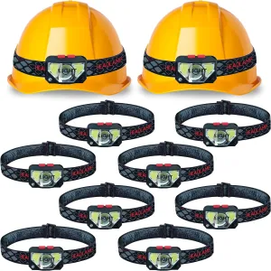 Skywin Hard Hat Light, Headlamp Rechargeable, 10 Pack Lightweight USB, XPG COB 3 LED 200 Lumen Camping Helmet Light for Adults with Red Light IP44 Waterproof