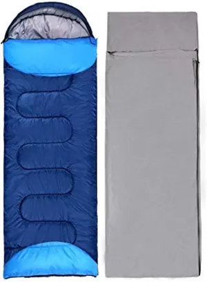 Sleeping Bag – Envelope Lightweight Portable, Waterproof, Comfort-Great for 4 Season Traveling, Camping, Hiking, Outdoor Activities & Boys