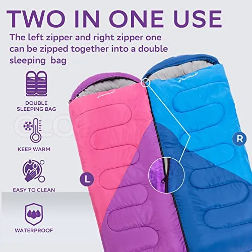 Sleeping Bag for Adults & Kids - Lightweight Camping Sleeping Bag