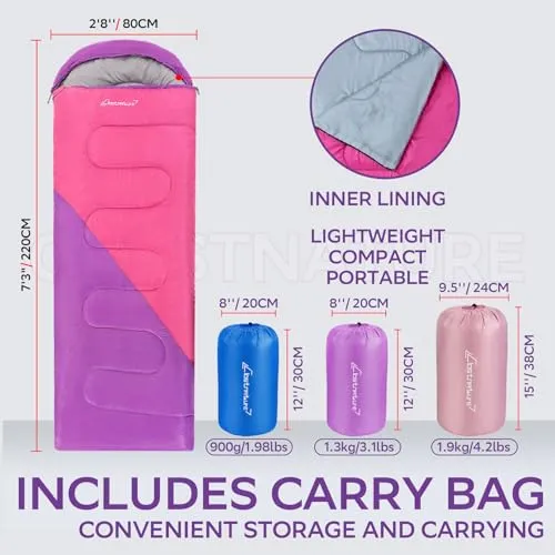 Sleeping Bag for Adults & Kids - Lightweight Camping Sleeping Bag