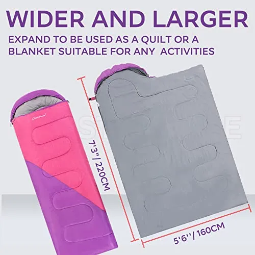 Sleeping Bag for Adults & Kids - Lightweight Camping Sleeping Bag