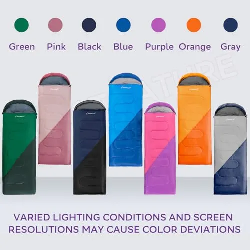 Sleeping Bag for Adults & Kids - Lightweight Camping Sleeping Bag