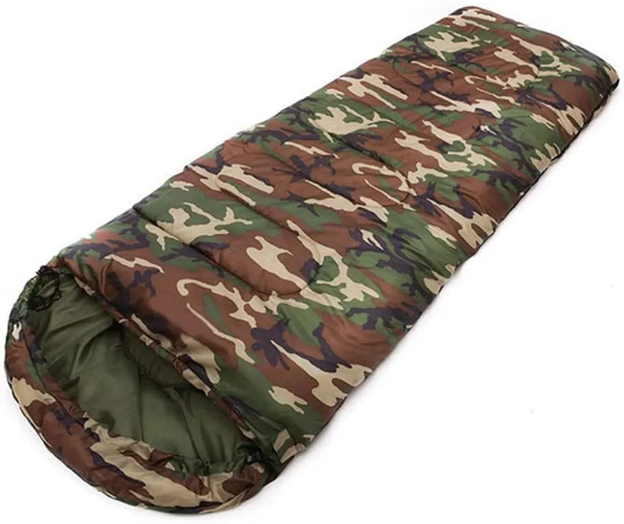 Sleeping Bag for Adults, Envelope Compact Outdoor Sleeping Bags, with Compression Sack, for Adults & Kids -Indoor & Outdoor, Camping, Backpacking, Hiking-1kg_Green Camouflage Super