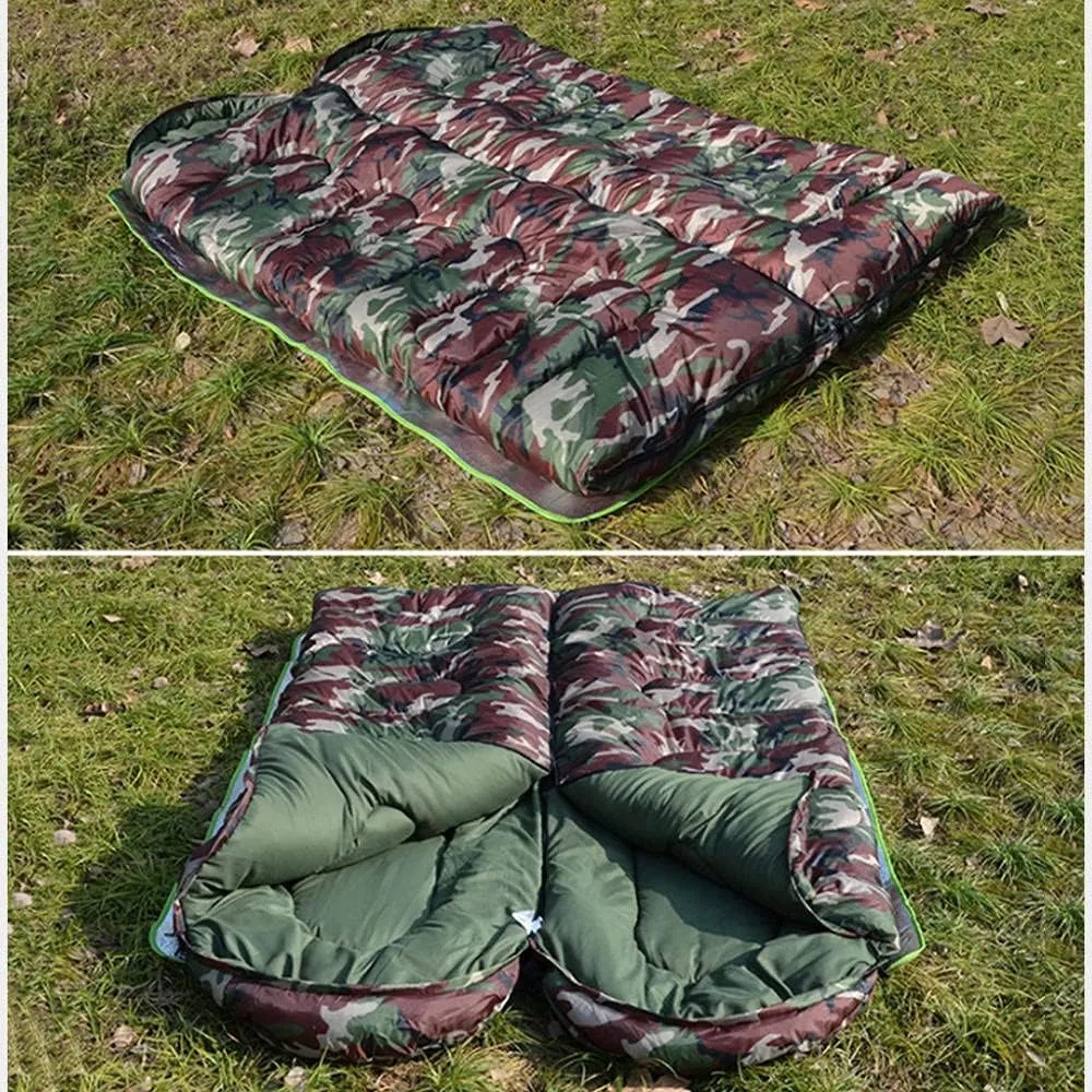 Sleeping Bag for Adults, Envelope Compact Outdoor Sleeping Bags, with Compression Sack, for Adults & Kids -Indoor & Outdoor, Camping, Backpacking, Hiking-1kg_Green Camouflage Super