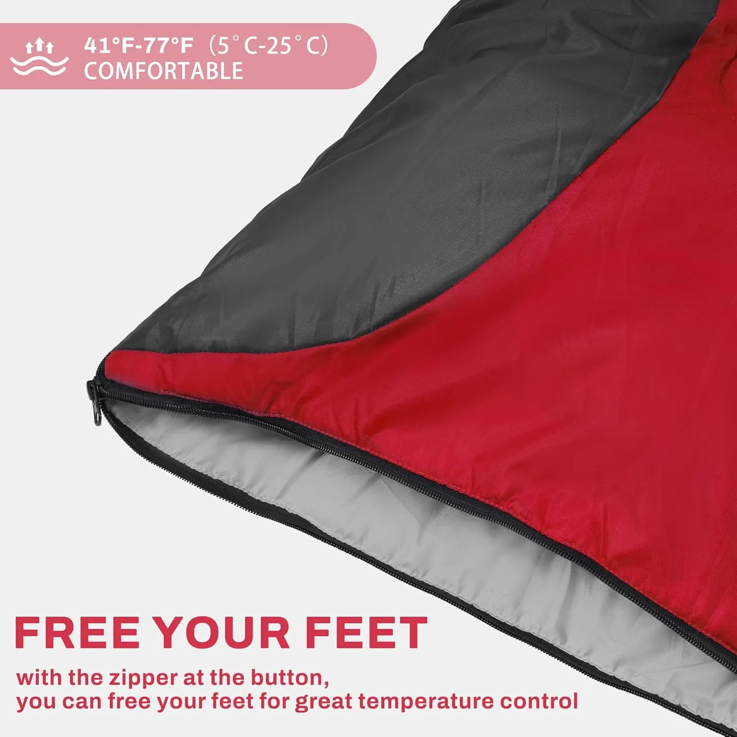 Sleeping Bag for Adults Teens Kids Cold Warm Weather, Portable Waterproof & Lightweight, Compact with Compression Sack, for 3-4 Seasons Camping, Backpacking, Hiking, Travel, Indoors Outdoors