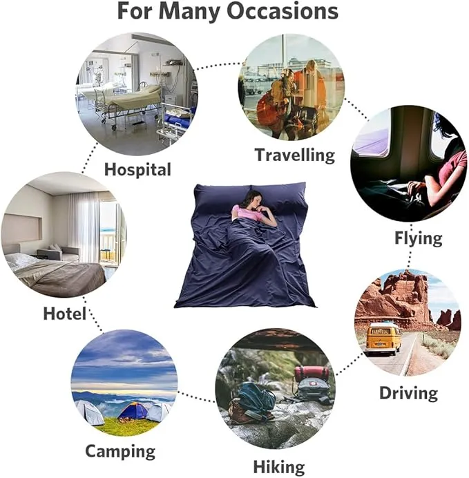 Sleeping Bag Liner Ultralight Travel Sheet Dirt-Proof Travel Camping Sheet Sleeping Sheet Hotel Sheet for Outdoor Travel Hiking Hotels Picnics