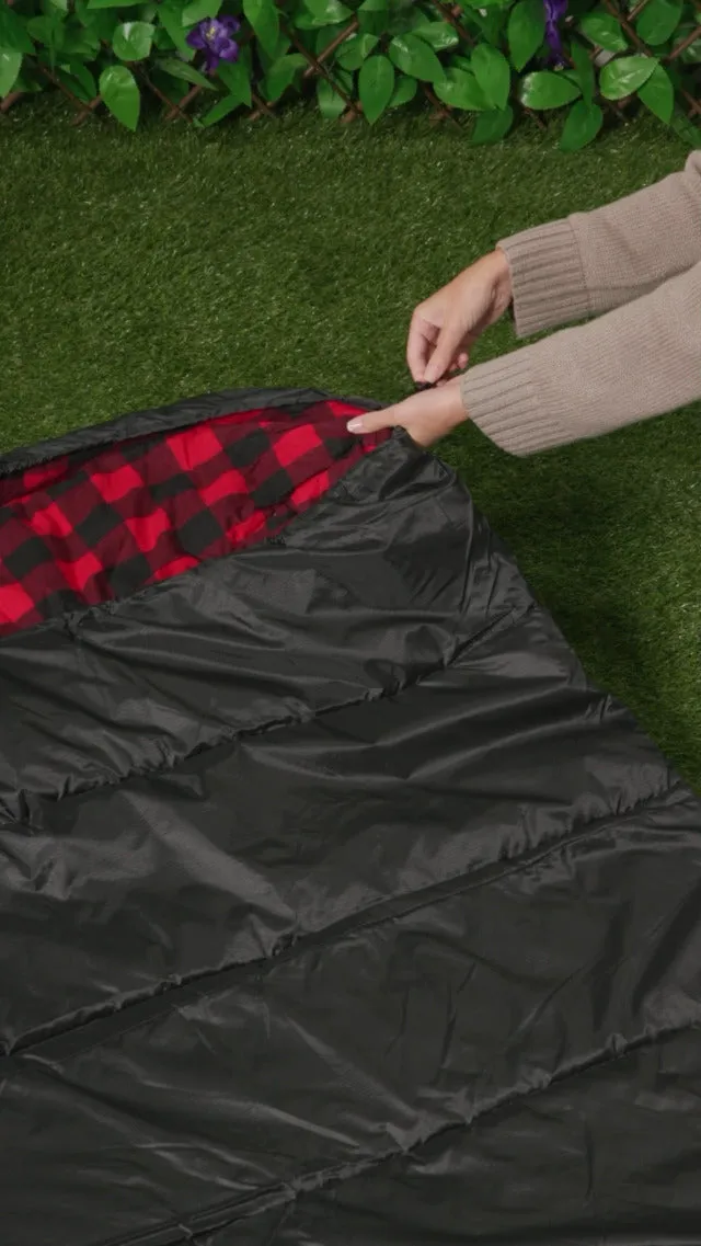 Sleeping Bag w/ Hood & Carry Case-Lightweight Envelope-Style 32F Rated