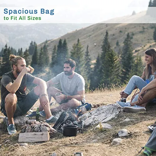 Sleeping Bag w/ Hood & Carry Case-Lightweight Envelope-Style 32F Rated