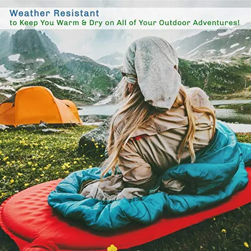 Sleeping Bag w/ Hood & Carry Case-Lightweight Envelope-Style 32F Rated