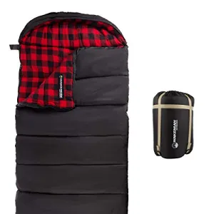 Sleeping Bag w/ Hood & Carry Case-Lightweight Envelope-Style 32F Rated