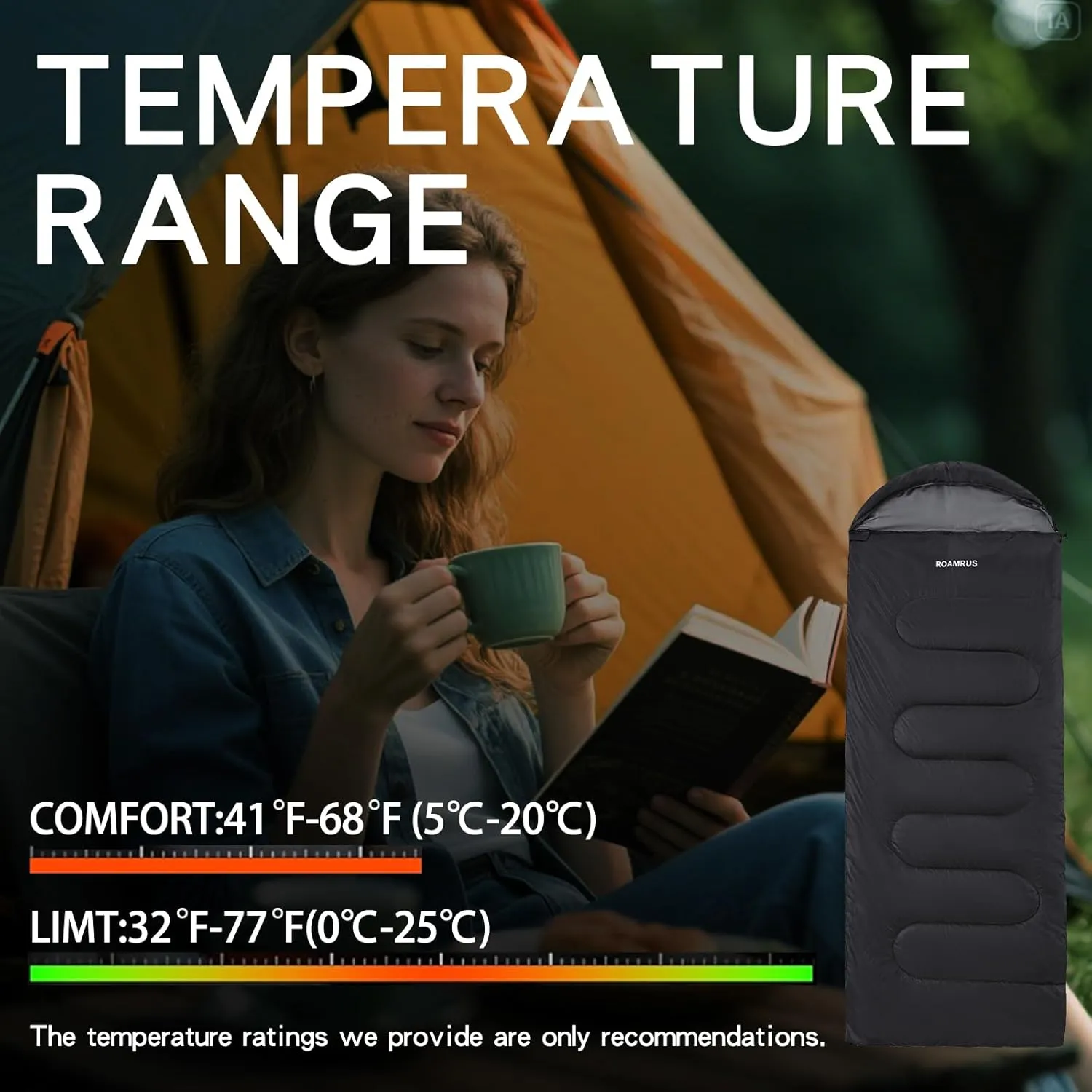 Sleeping Bags for Adults 30/40/50 ℉ Cold Weather,Portable, Waterproof,Lightweight Sleeping Bag for Tall Girls Boys with Compression Sack for Warm Camping,Outdoor & Indoor,Hiking