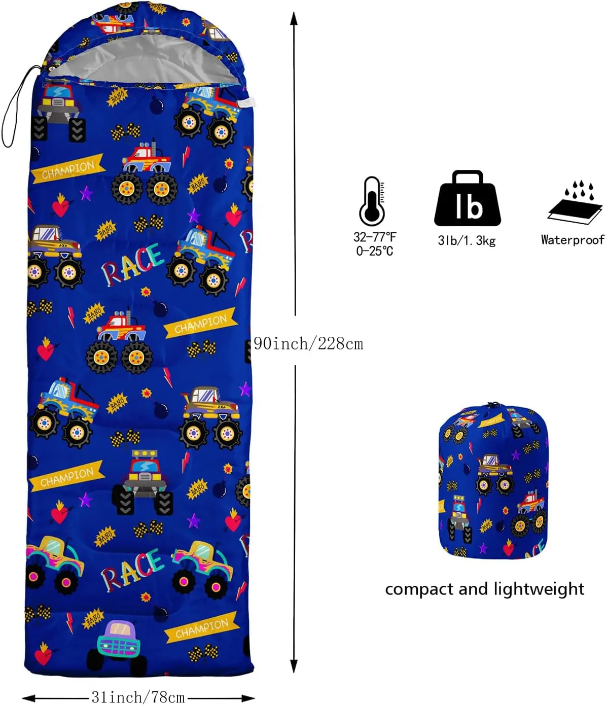 Sleeping Bags for Adults and Kids Camping Sleeping Bags for Girls and Boys Lightweight Waterproof Cold/Warm 3-Season Outdoor Travel with Compression Bags