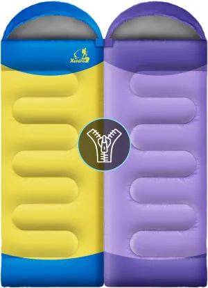 Sleeping Bags for Adults Kids - 3 Season Cold&Warm Weather Waterproof Camping Sleeping Bags - Lightweight Sleeping Bags for Camping Hiking Outdoor Travel - Palepurple&Yellow