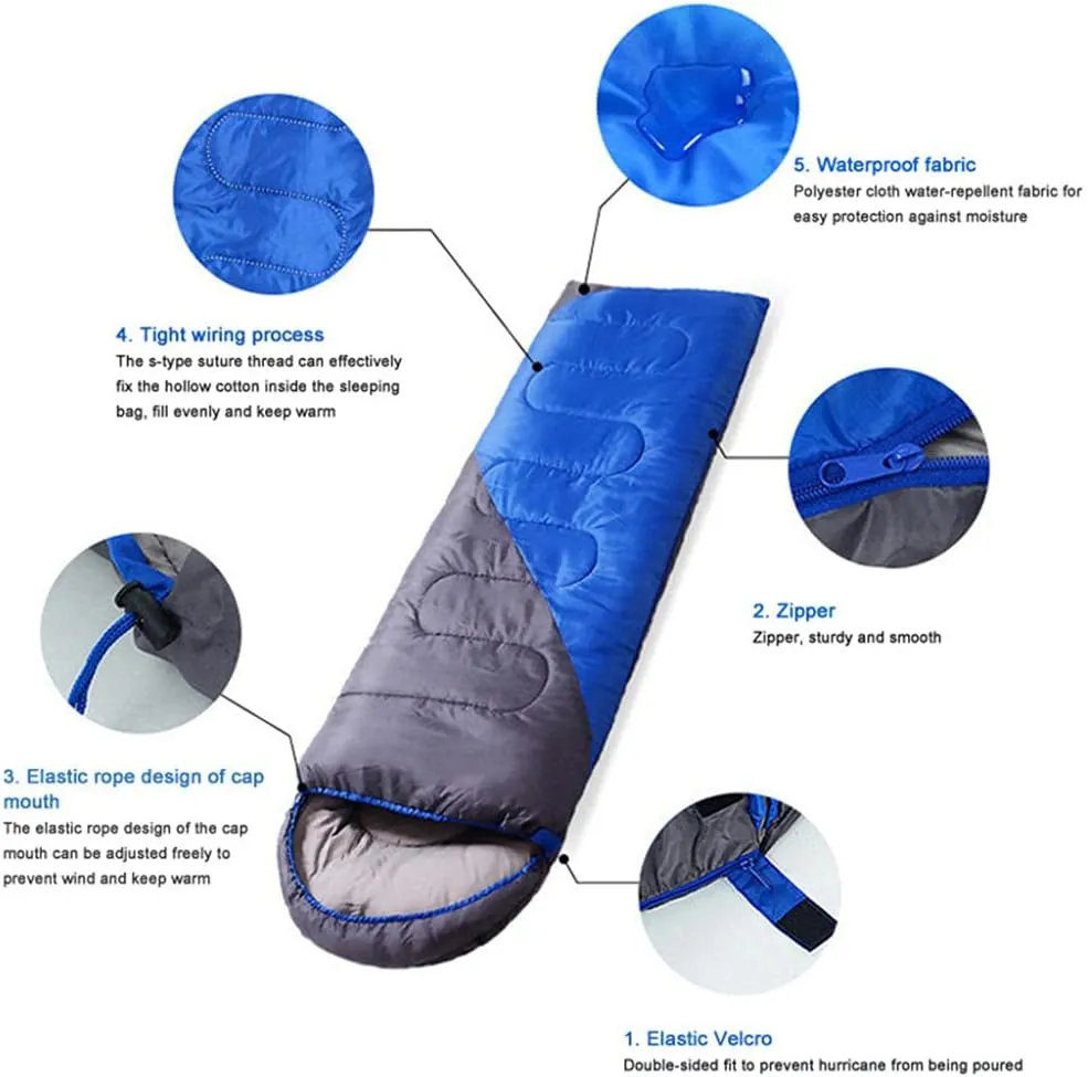 Sleeping Bags for Adults Rectangular, Envelope Warm Single 4 Seasons Sleeping Bag, Lightweight, Compact, for Camping, Indoor-Outdoor, 19075cm, with Compression Sack