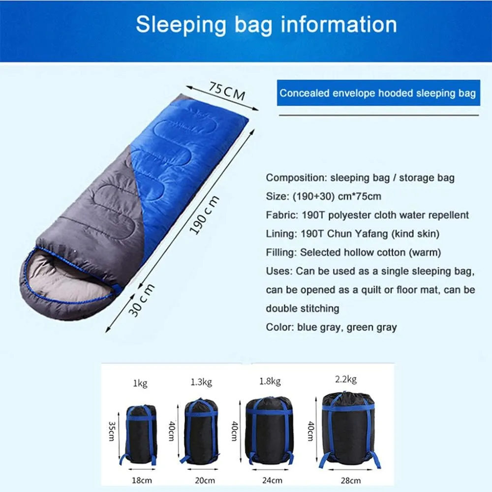 Sleeping Bags for Adults Rectangular, Envelope Warm Single 4 Seasons Sleeping Bag, Lightweight, Compact, for Camping, Indoor-Outdoor, 19075cm, with Compression Sack