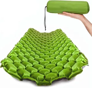 Sleeping Pad - Ultralight Inflatable Sleeping Mat, Ultimate for Camping, Backpacking, Hiking - Airpad, Inflating Bag, Carry Bag, Repair Kit - Compact & Lightweight Air Mattress (Green & Black)