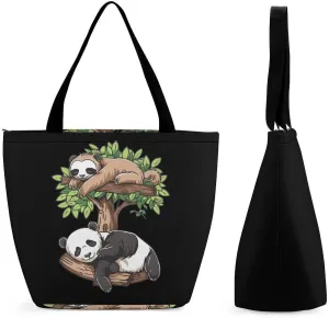 Sleeping Panda and Sloth Personalized Shoulder Bag for Women Casual Handbags Shopping Bags Tote Bag for Work Travel