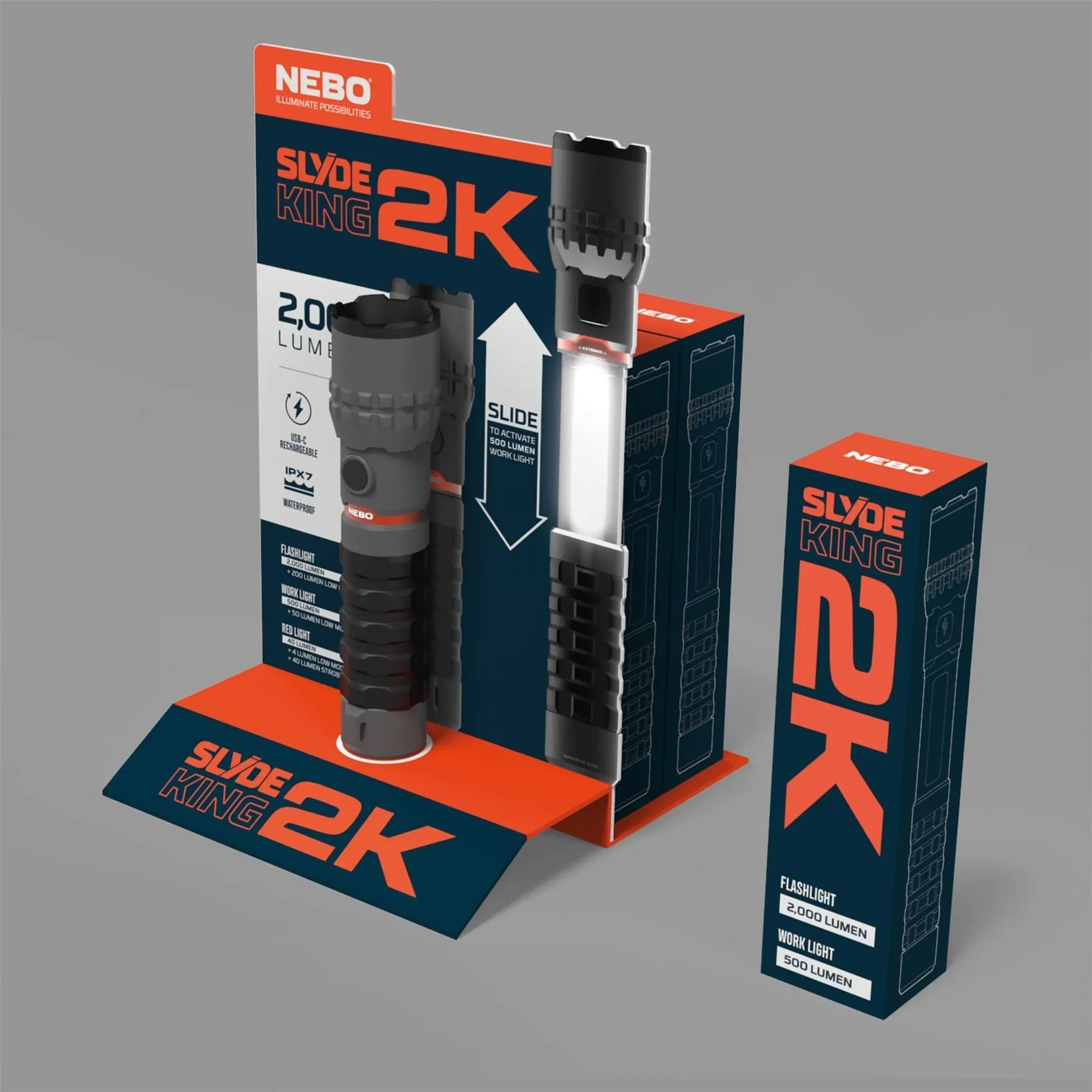 Slyde King 2K flashlight and work light NEB-WLT-1003-G