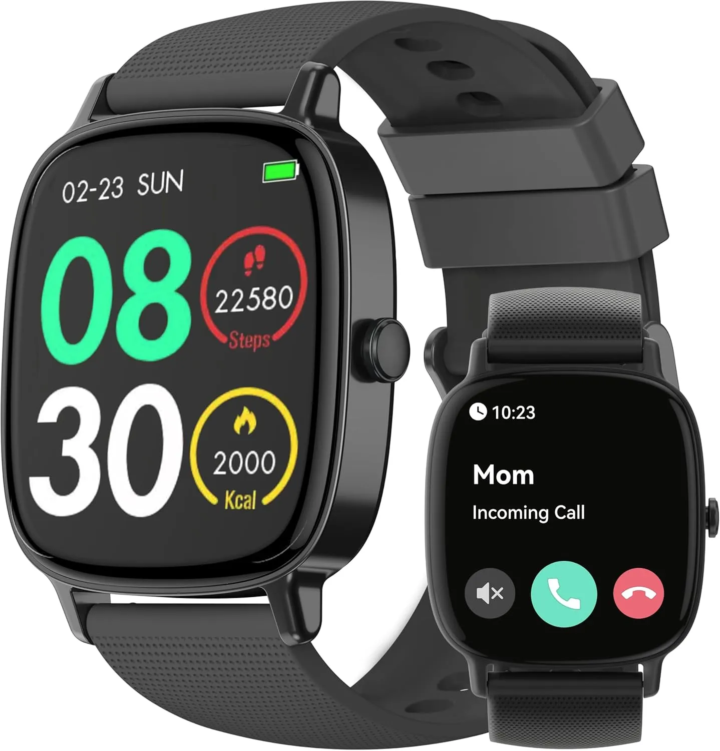 Smart Watches for Men Women (Answer/Make Calls), 1.85" HD Screen IP68 Waterproof, Fitness Tracker for iPhone Android Phones, Heart Rate Sleep SpO2(Blood Oxgen) Monitor 100  Sports, 2 Straps