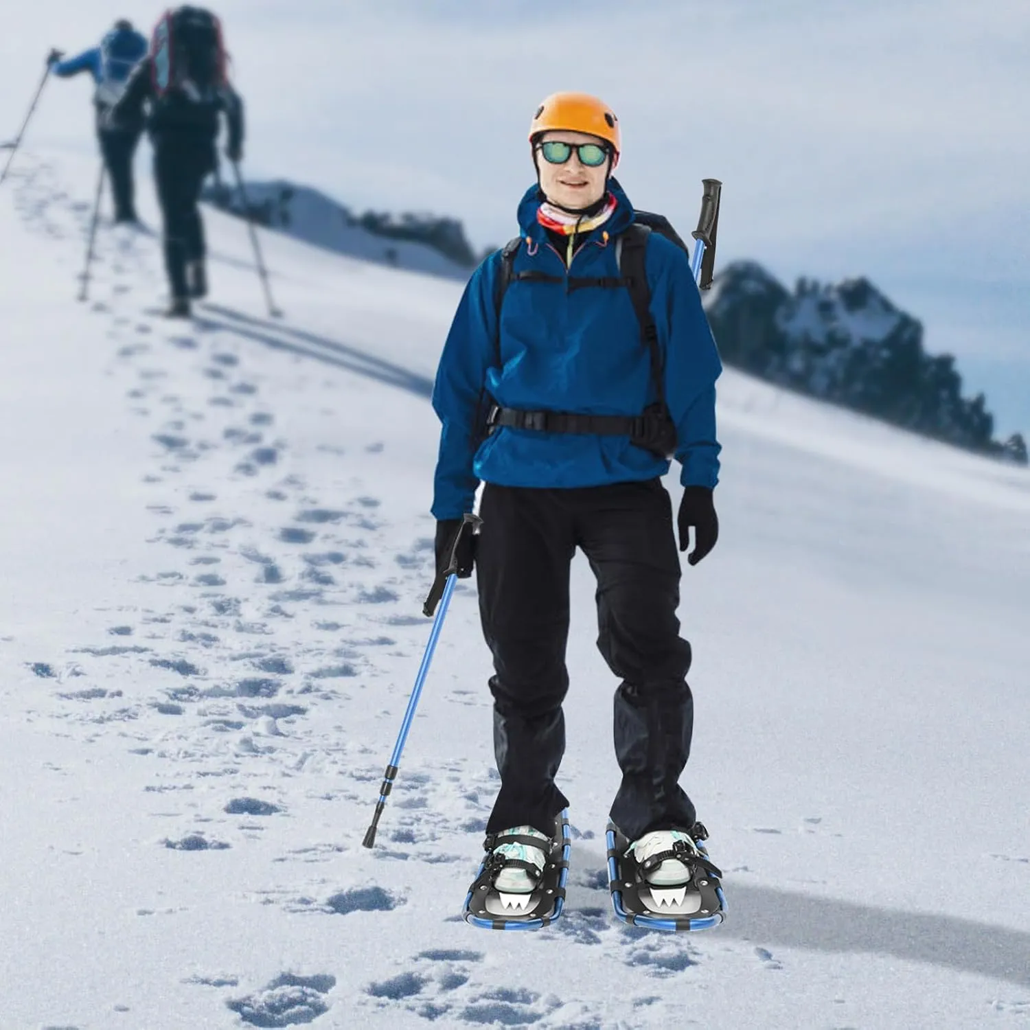 Snowshoes, Snowshoeing Kit, Skiing Equipment, Adjustable Binding Skiing Shoes, with Snow Shoes & Carrying Bag & Adjustable Trekking Poles, for Ski Resort, Outdoor Skiing Program