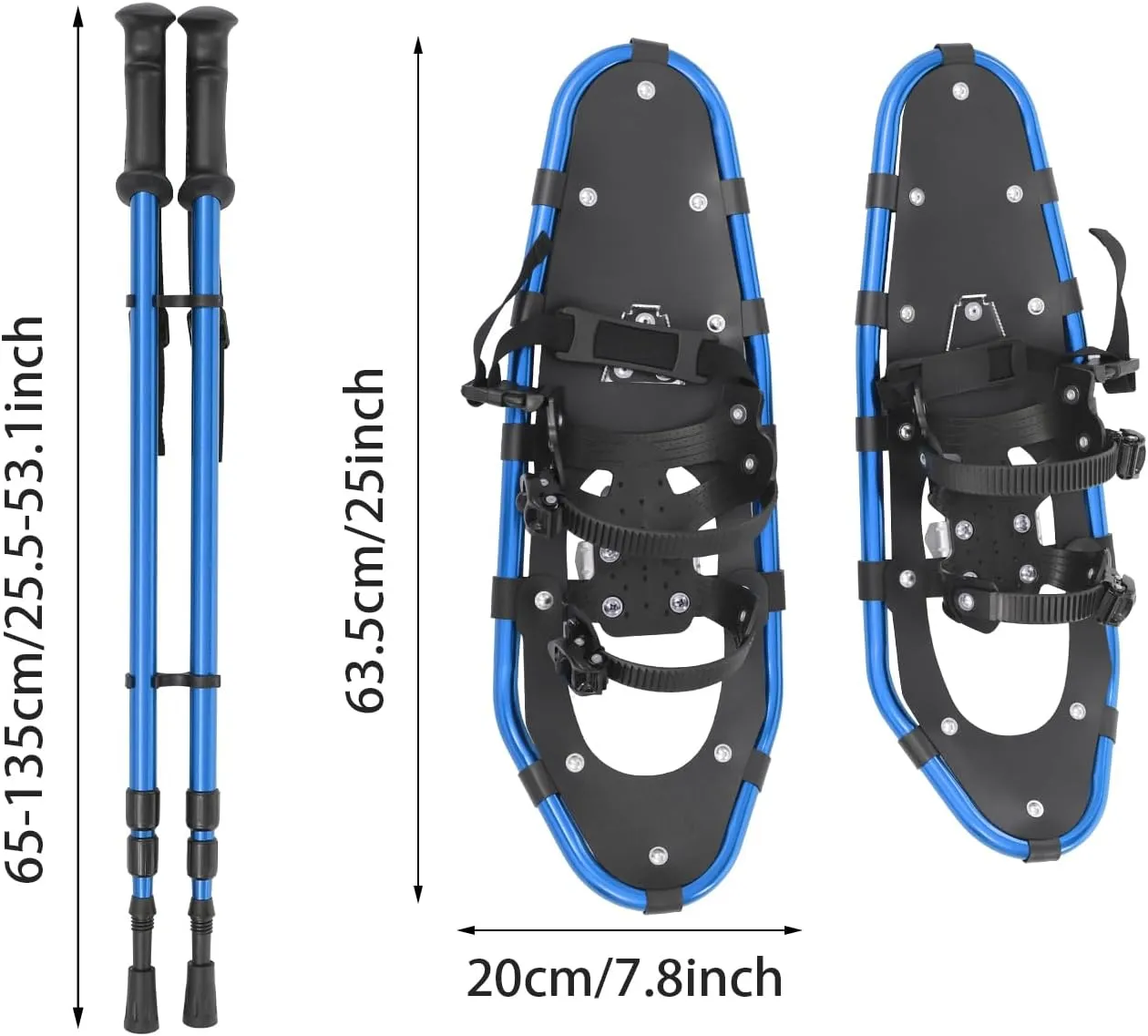 Snowshoes, Snowshoeing Kit, Skiing Equipment, Adjustable Binding Skiing Shoes, with Snow Shoes & Carrying Bag & Adjustable Trekking Poles, for Ski Resort, Outdoor Skiing Program