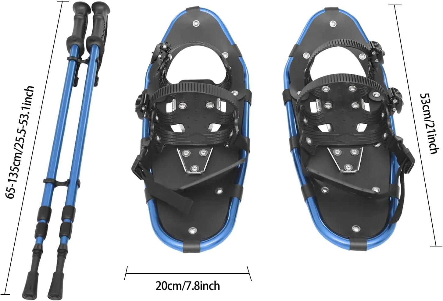 Snowshoes, Snowshoeing Kit, Skiing Equipment, Adjustable Binding Skiing Shoes, with Snow Shoes & Carrying Bag & Adjustable Trekking Poles, for Ski Resort, Outdoor Skiing Program