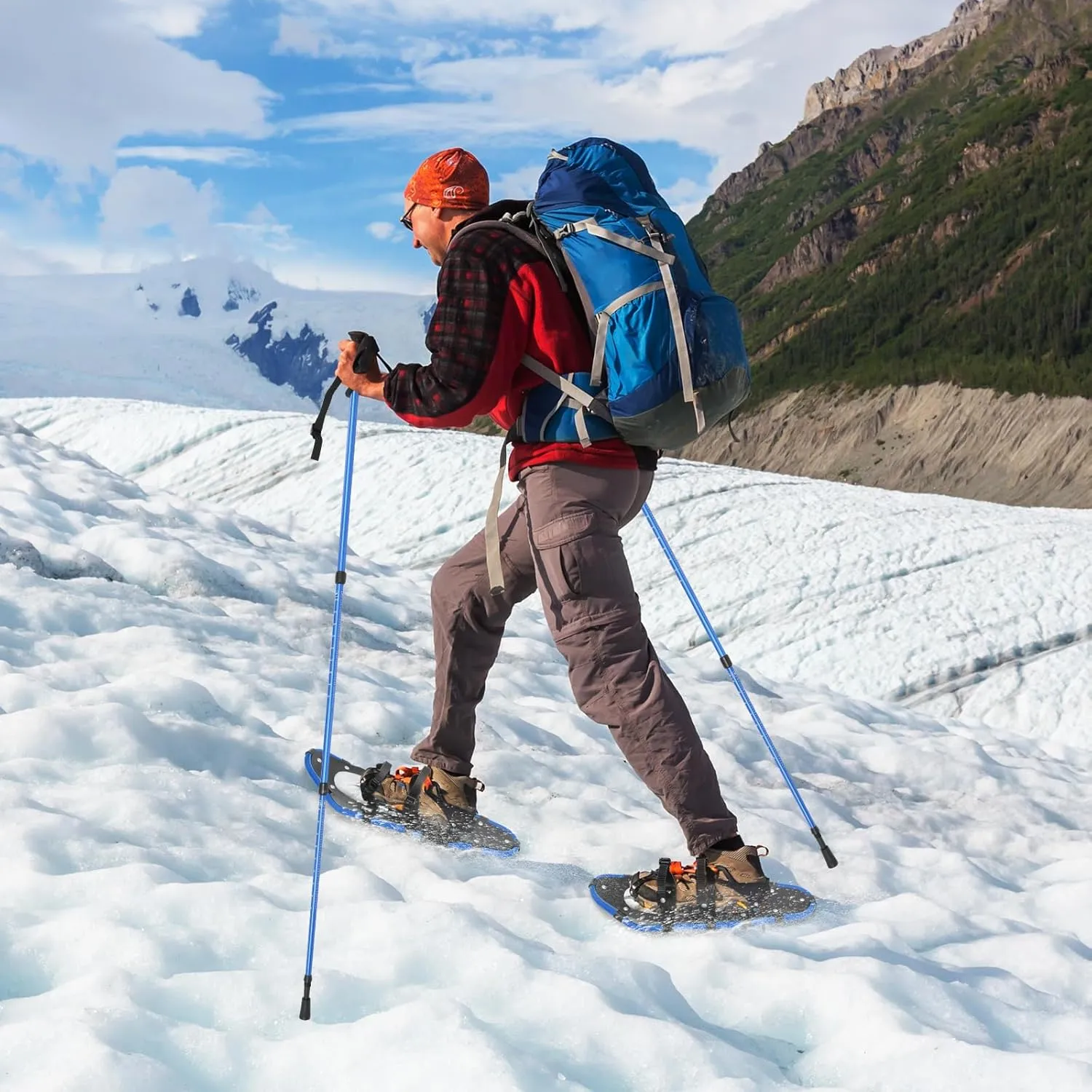 Snowshoes, Snowshoeing Kit, Skiing Equipment, Adjustable Binding Skiing Shoes, with Snow Shoes & Carrying Bag & Adjustable Trekking Poles, for Ski Resort, Outdoor Skiing Program