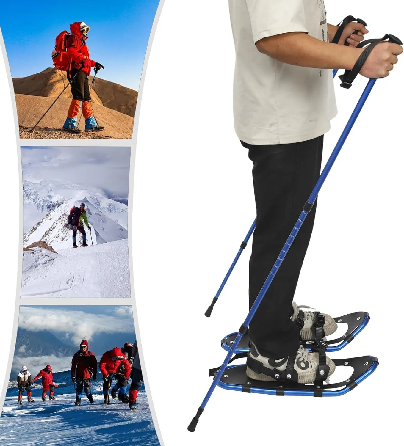 Snowshoes, Snowshoeing Kit, Skiing Equipment, Adjustable Binding Skiing Shoes, with Snow Shoes & Carrying Bag & Adjustable Trekking Poles, for Ski Resort, Outdoor Skiing Program