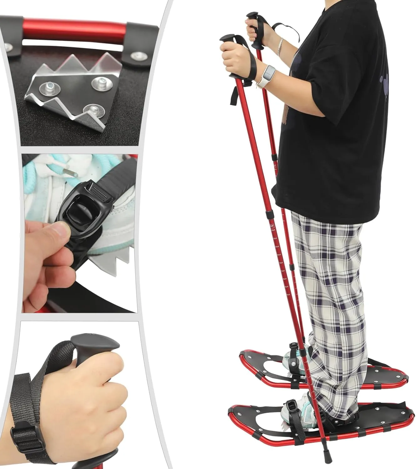 Snowshoes, Snowshoeing Kit, Skiing Equipment, Adjustable Binding Skiing Shoes, with Snow Shoes & Carrying Bag & Adjustable Trekking Poles, for Ski Resort, Outdoor Skiing Program