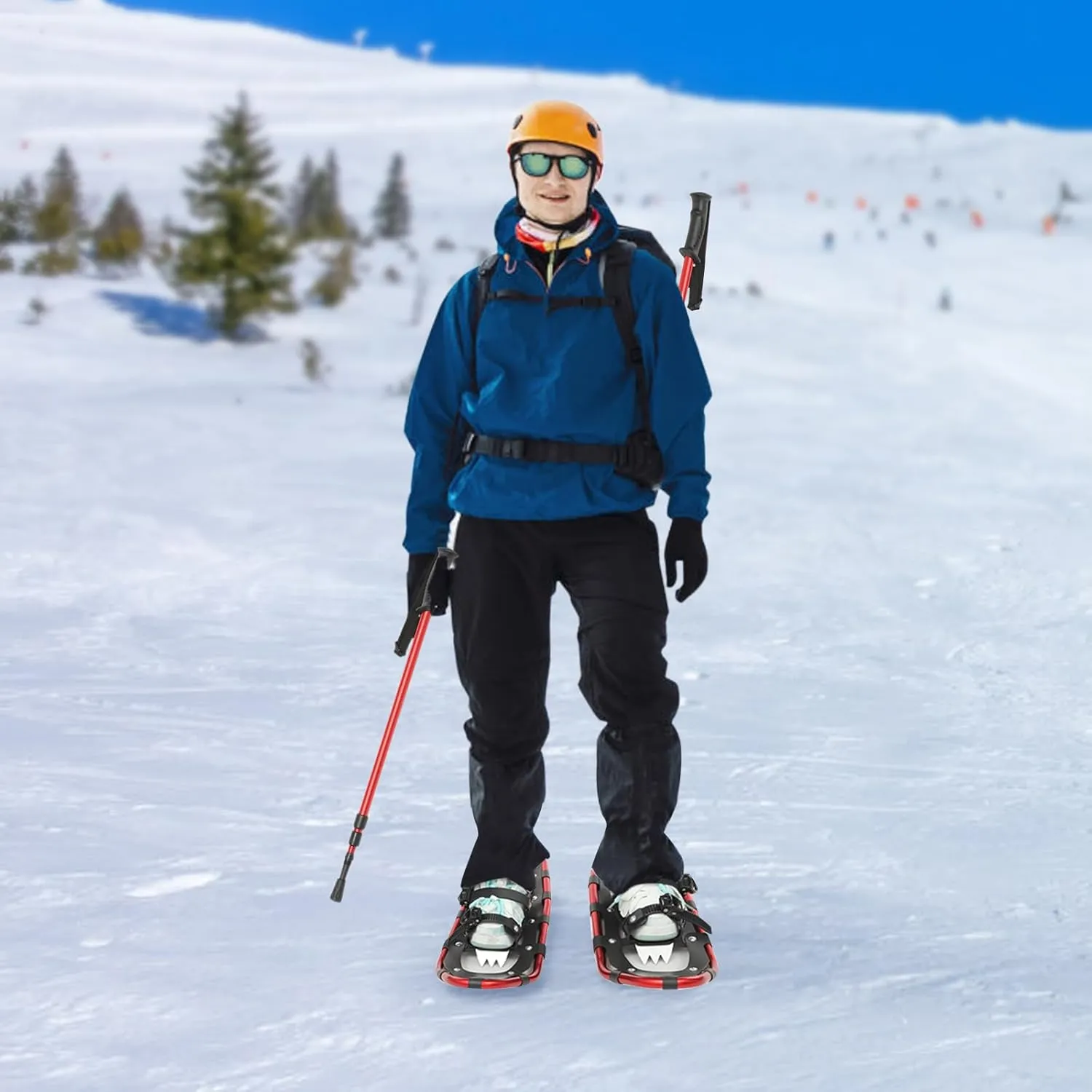 Snowshoes W/Carrying Bag, Snow Shoes & Adjustable Trekking Poles, Skiing Equipment, Skiing Shoes, Light Weight Aluminum Snow Shoes