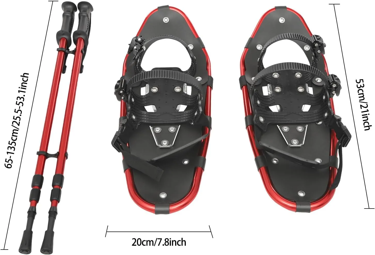 Snowshoes W/Carrying Bag, Snow Shoes & Adjustable Trekking Poles, Skiing Equipment, Skiing Shoes, Light Weight Aluminum Snow Shoes